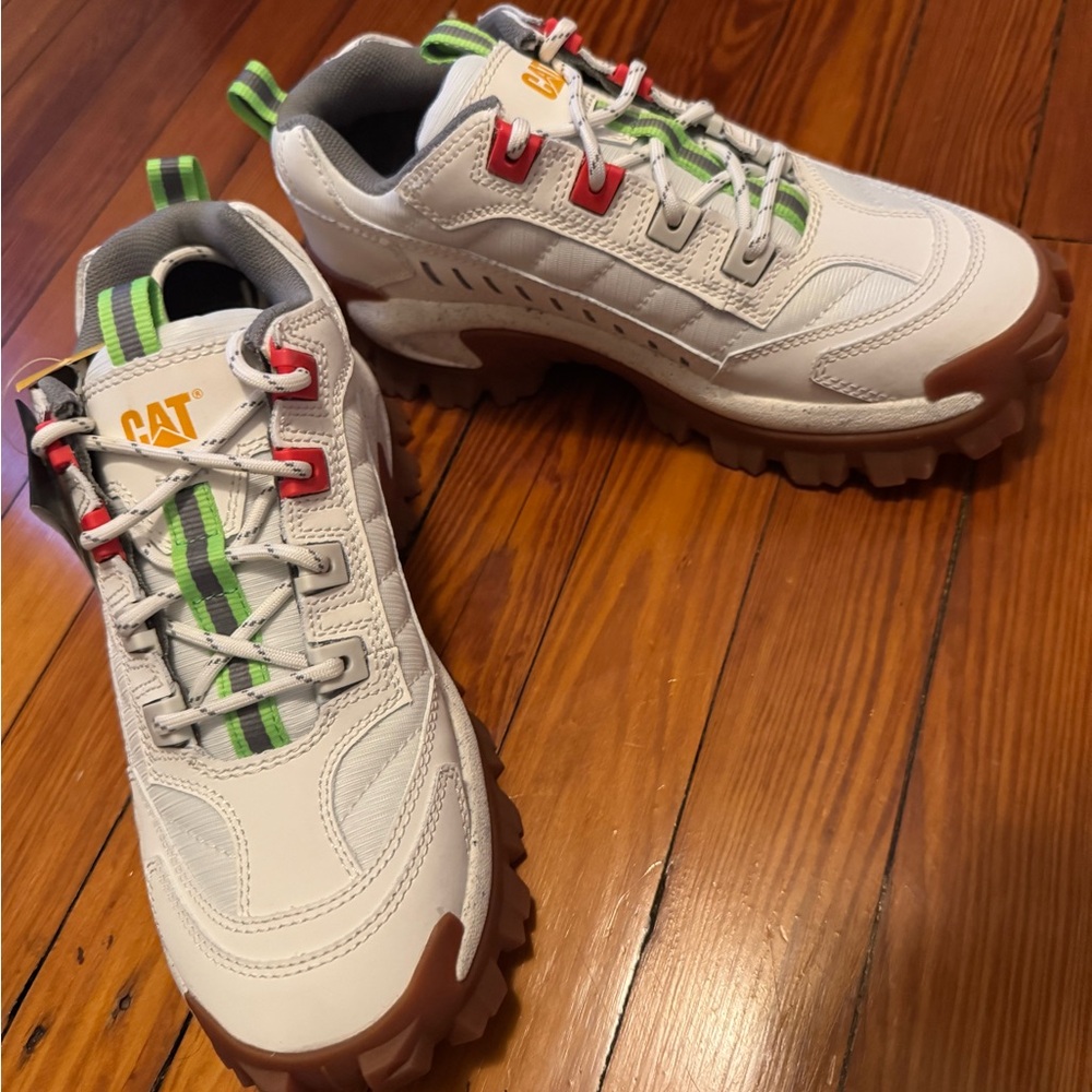 Caterpillar White and Green Athletic Shoes with Chunky Sole